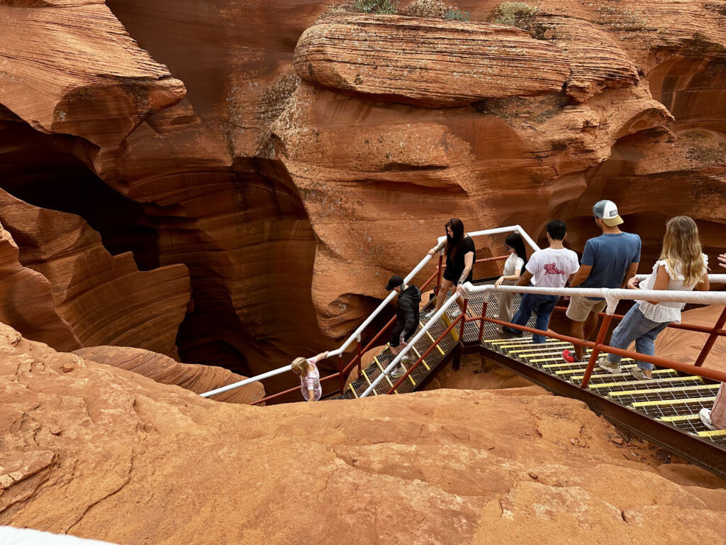 You enter Lower Antelope Canyon by going down these steep stairs.