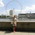Lauren in front of the London Eye in London, England.