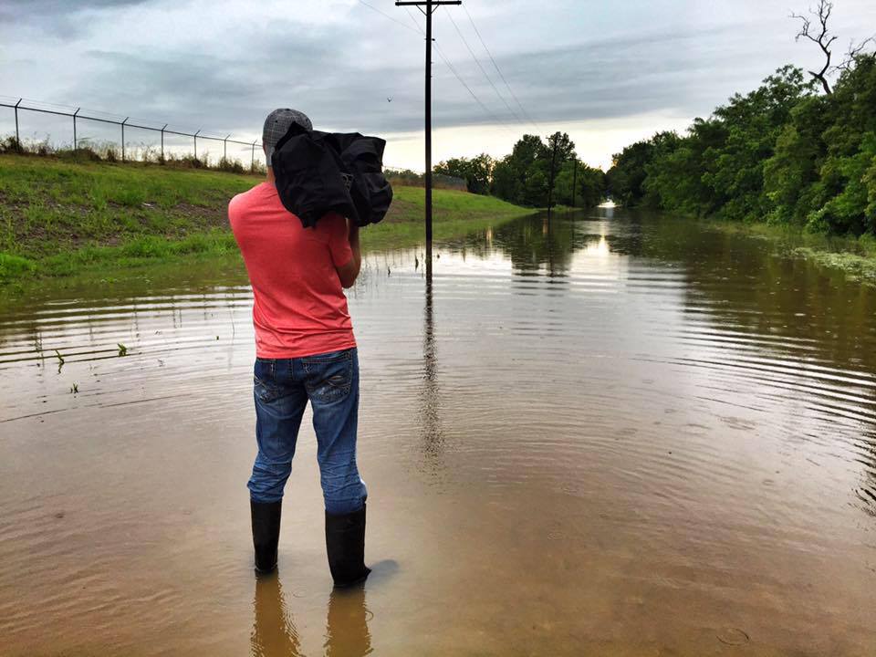 Michael getting video of flooding in Oklahoma.