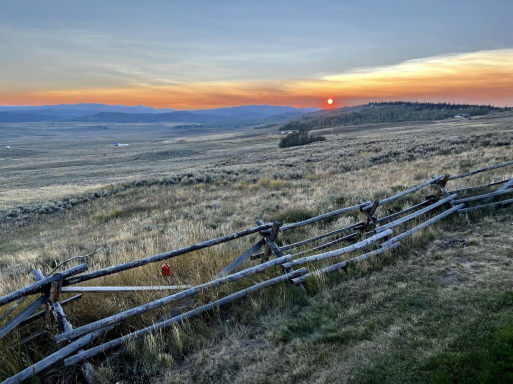 Sunrise from our airbnb in Wyoming.