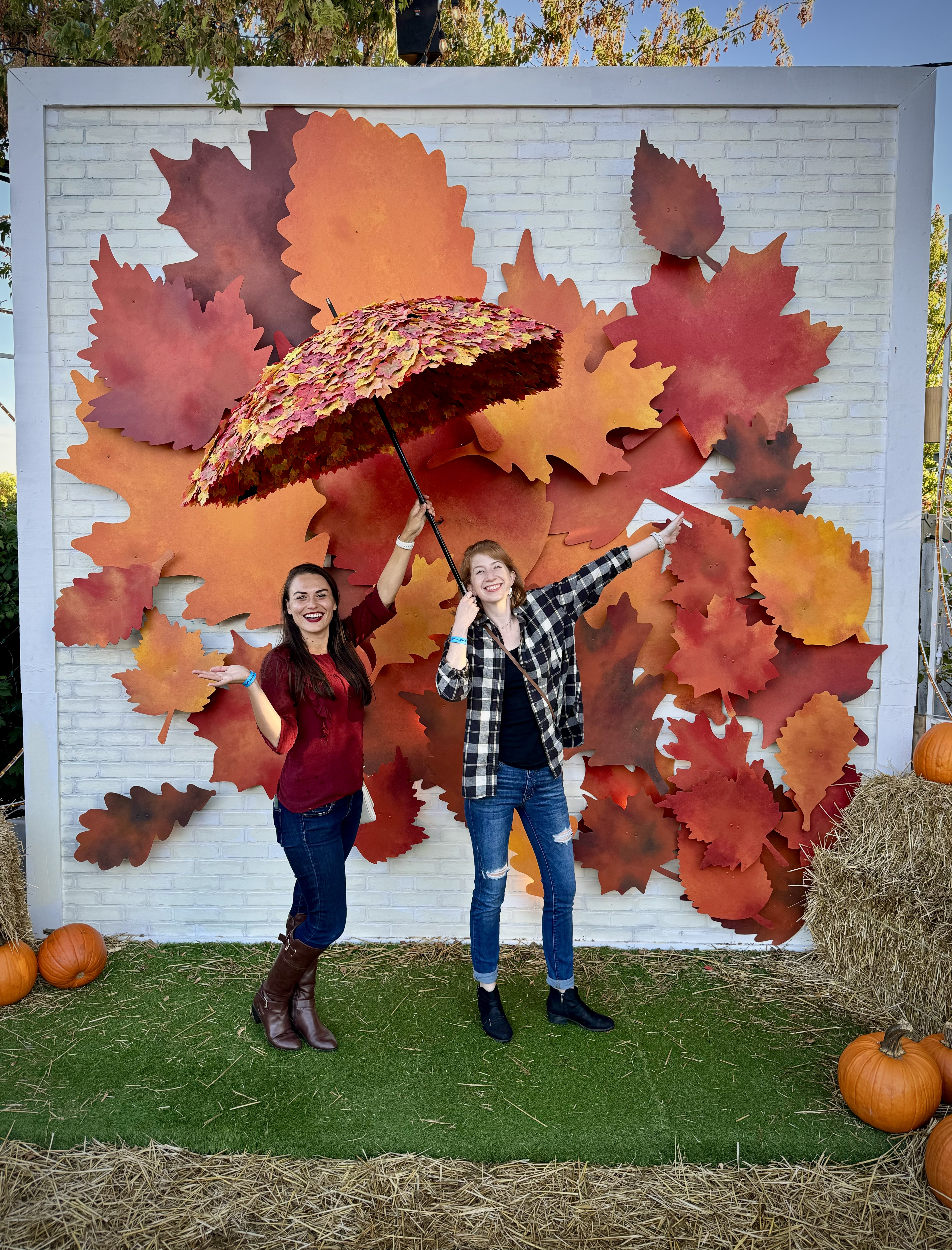 Lauren and Lauren with Jack's Pumpkin Pop Up decorations - Goose Island in Chicago