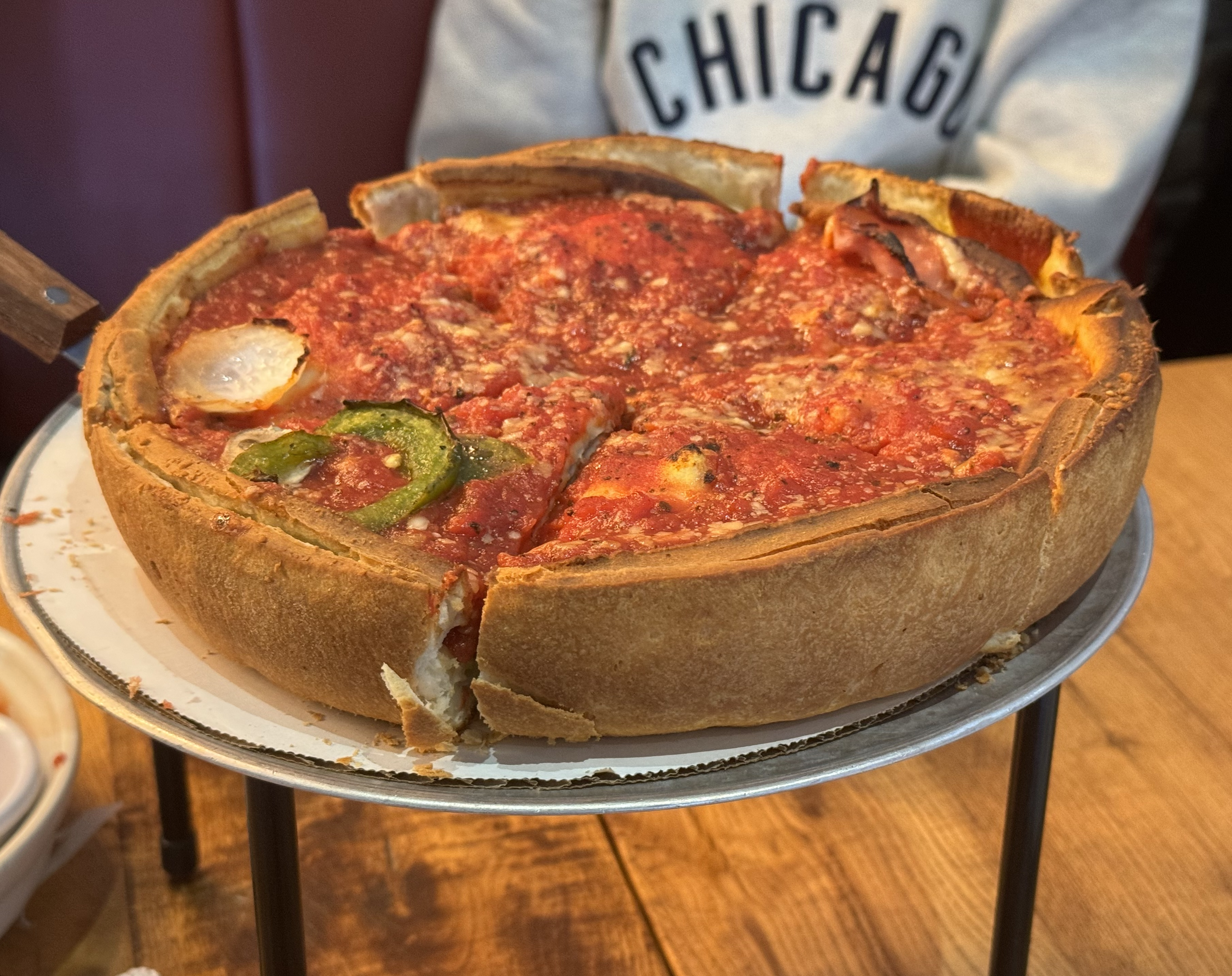 Chicago-style deep dish pizza at Giordano's in Chicago