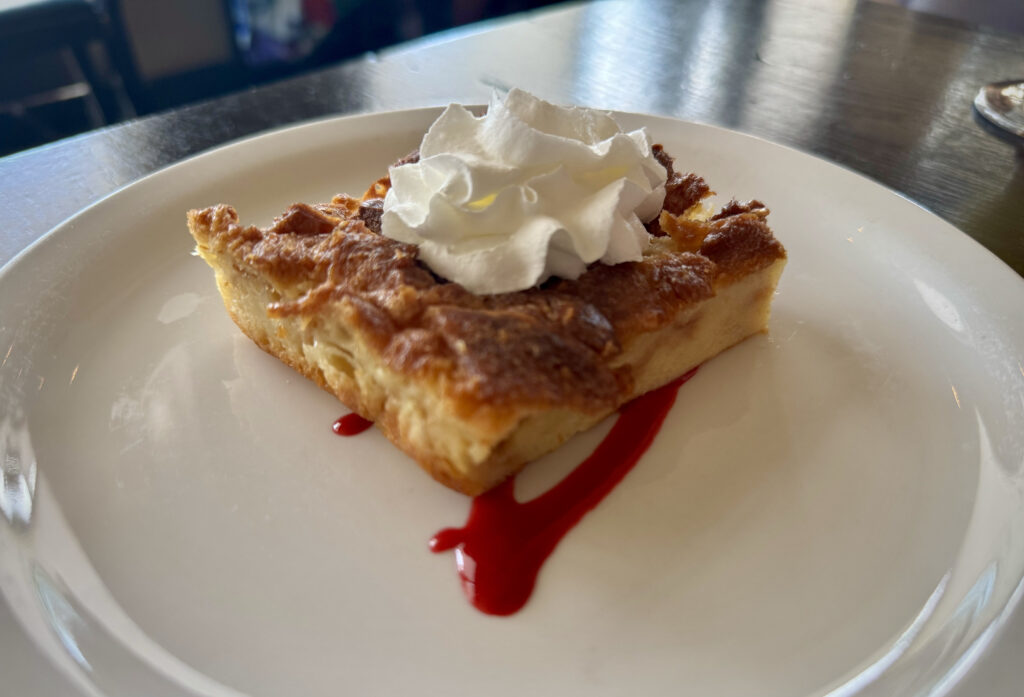 Strawberry bread pudding at Tamayo bottomless breakfast